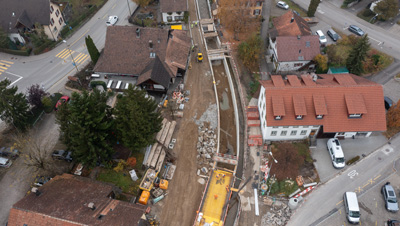 Hochwasserschutz Urdorf Schäflibach 2. Etappe - Flugaufnahme